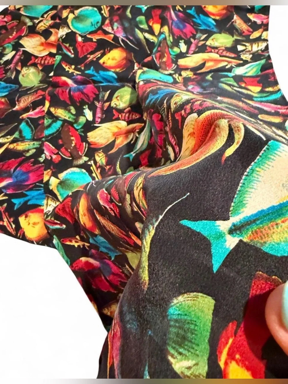 Silk 100% Colorful Tropical Fish Print scarf